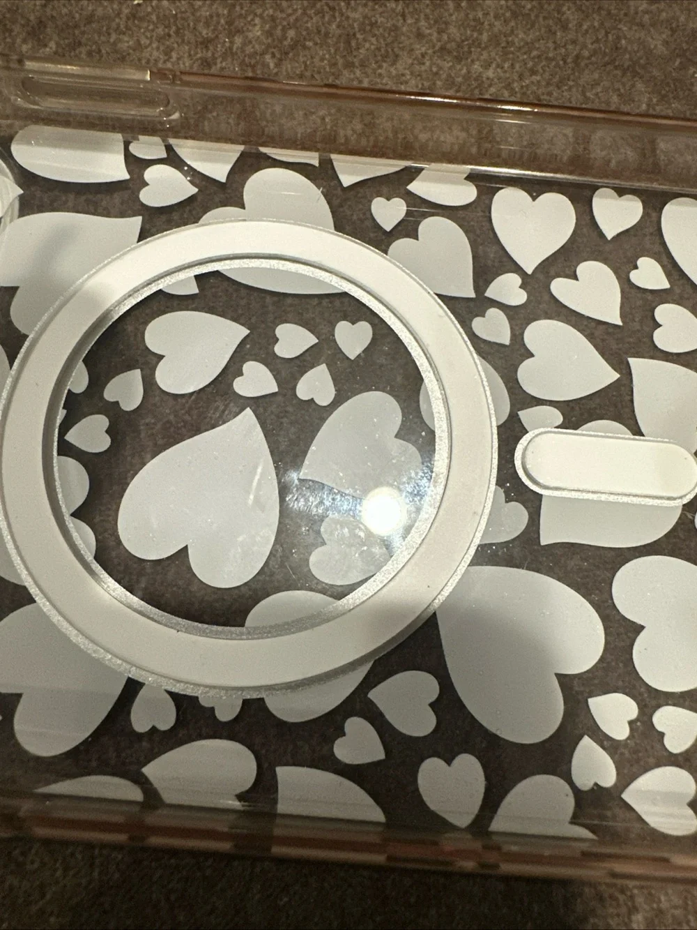 kate spade Clear Phone Case with White Heart Print and MagSafe Ring